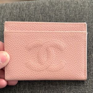 Pre owned luxury CHANEL Blush Pink Textured Card Holder
